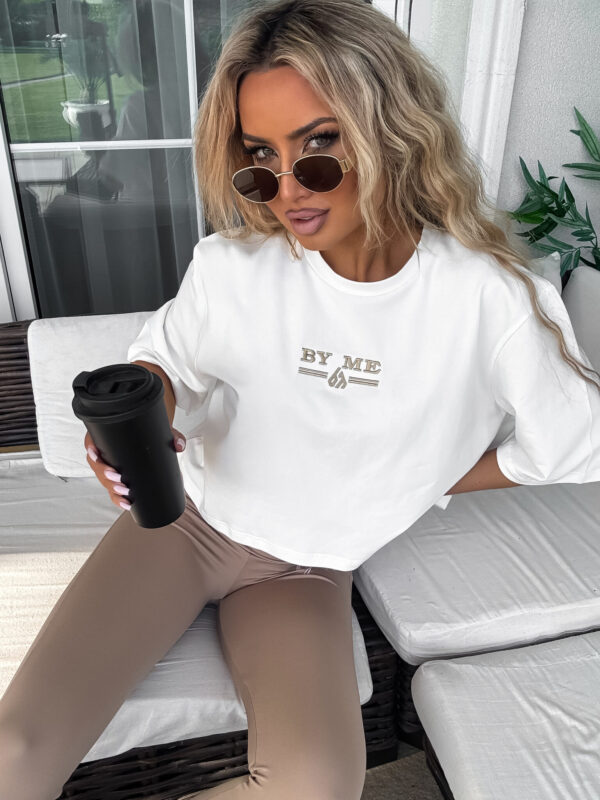 T-shirt pudełkowy BOSSY - ecru