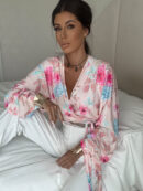 Bluzka KAIRA print róża – pastel