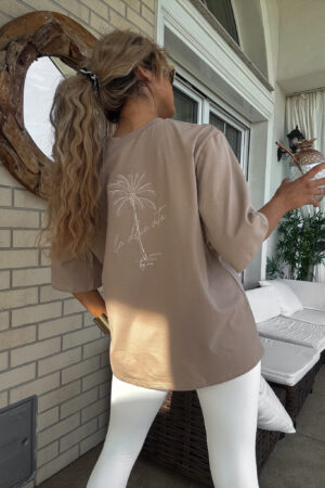 T-shirt PALMS – ciemny beż