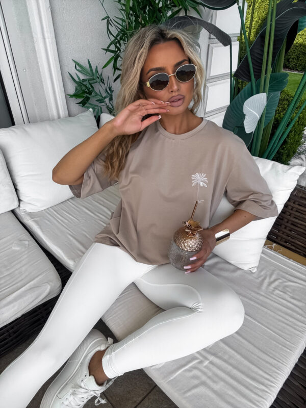 T-shirt PALMS – ciemny beż