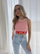 Top CASHMERE By Me paski – pudrowo-czerwony