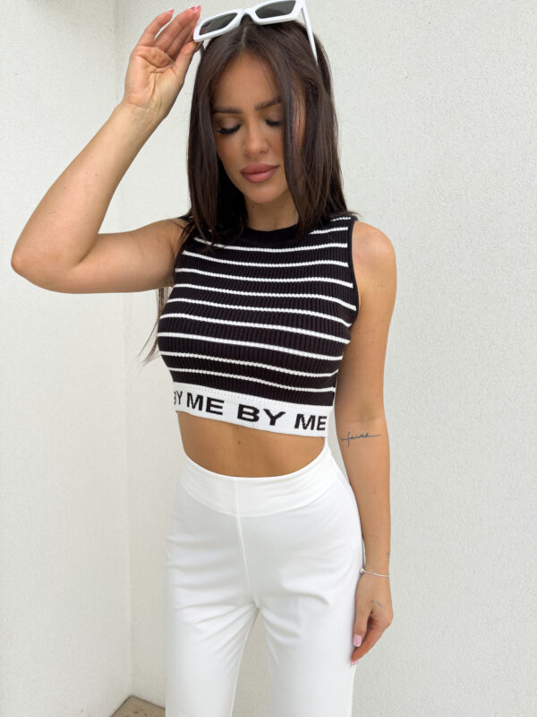 Top CASHMERE By Me paski – czarny-ecru