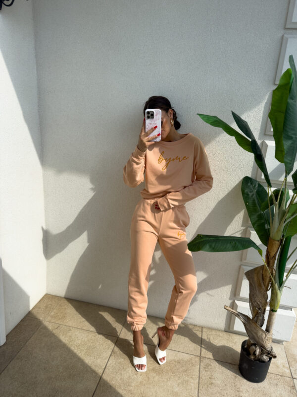 Bluza dresowa LOGO  – morelowa