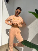 Bluza dresowa LOGO  – morelowa