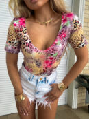 Bluzka UNIQUE print pantera - multicolor