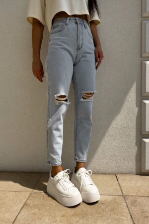 Jeansy MOM FIT HOLES – jeansowe