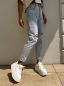 Jeansy MOM FIT HOLES – jeansowe