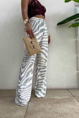 Spodnie SIMPLE print zebra - szare