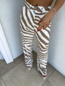 Spodnie SIMPLE print zebra - beżowa