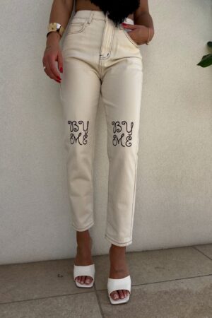 Jeansy MOM FIT LOWE – beżowe