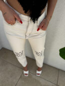 Jeansy MOM FIT LOWE – beżowe