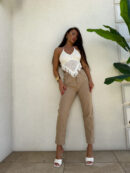 Jeansy MOM FIT – ciemny beż