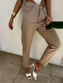 Jeansy MOM FIT – ciemny beż