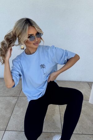 T-shirt PALMS – niebieski