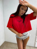 T-shirt pudełkowy BOSSY - czerwony