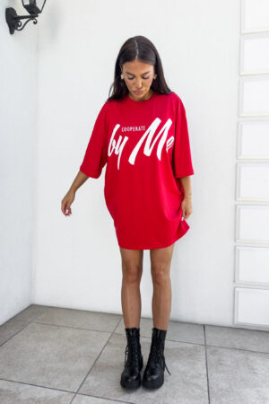 Tuniko sukienka t-shirt COLA - czerwona