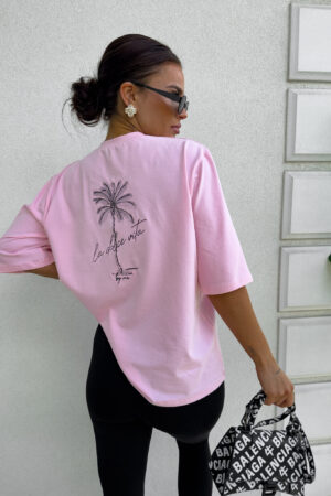 T-shirt PALMS – jasny róż
