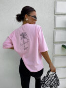 T-shirt PALMS – jasny róż
