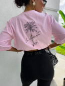 T-shirt PALMS – jasny róż