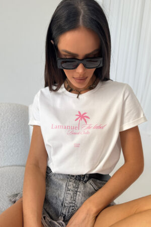 Tshirt MALIBU ecru/róż