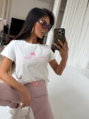 Tshirt MALIBU ecru/róż