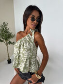 Top FLORAL olive