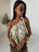 Top FLORAL olive