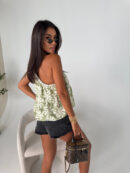 Top FLORAL olive