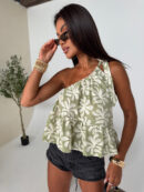 Top FLORAL olive