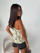 Top FLORAL olive