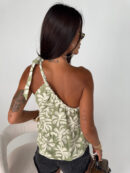Top FLORAL olive