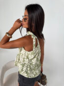 Top FLORAL olive