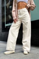 Spodnie damskie BG Ninety's jeans | kremowy