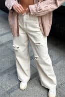 Spodnie damskie BG Ninety's jeans | kremowy