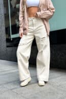 Spodnie damskie BG Ninety's jeans | kremowy