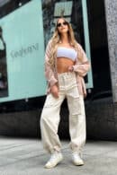 Spodnie damskie BG Ninety's jeans | kremowy