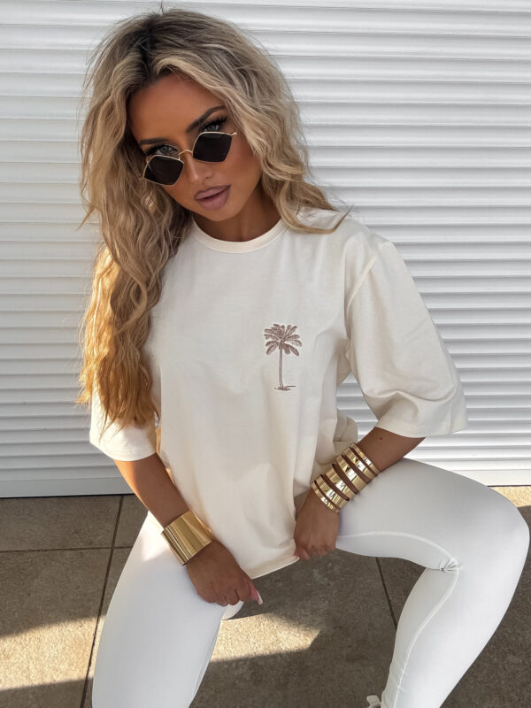 T-shirt PALMS – kokosowy