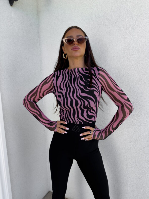 Bluzka SKIN transparent zebra – czarno-różowa