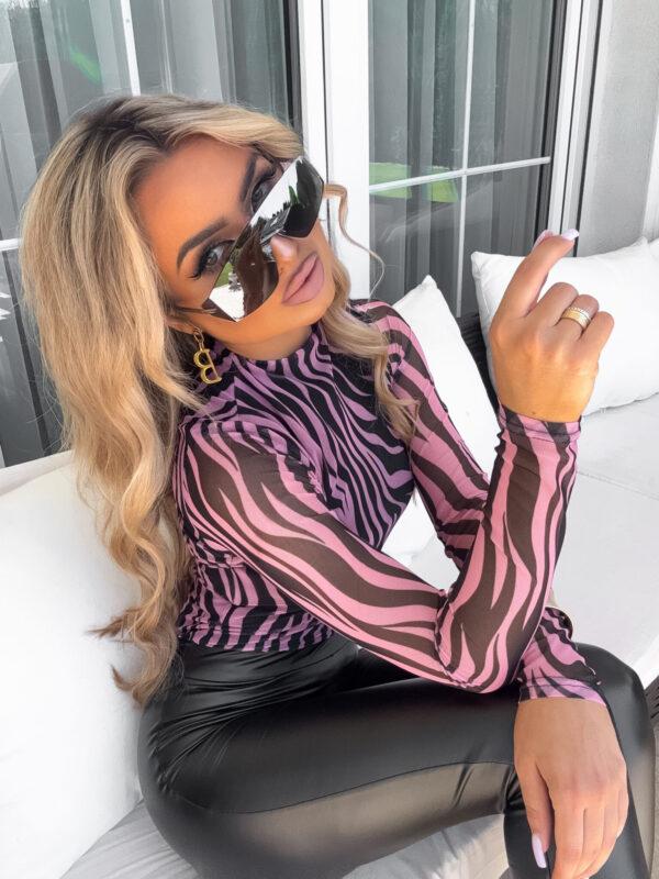 Bluzka SKIN transparent zebra – czarno-różowa