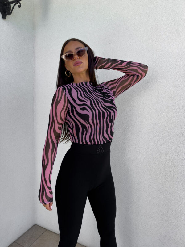 Bluzka SKIN transparent zebra – czarno-różowa