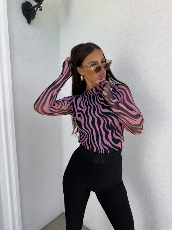 Bluzka SKIN transparent zebra – czarno-różowa
