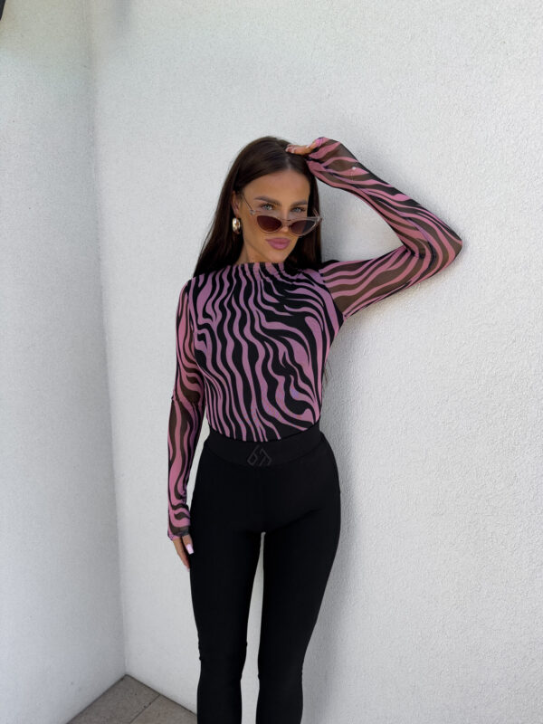 Bluzka SKIN transparent zebra – czarno-różowa