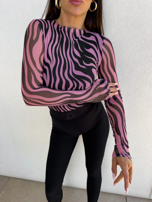 Bluzka SKIN transparent zebra – czarno-różowa