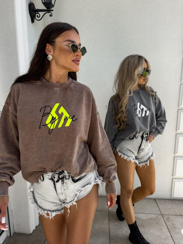 Dekatyzowana bluza MONETTE - ciemny beż