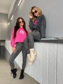 Dekatyzowana bluza MONETTE - różowa