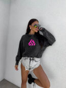 Dekatyzowana bluza MONETTE - czarna
