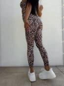 Legginsy GYM print pantera – beżowo-czarna