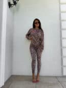Bluza dresowa LOGO print pantera – beżowo-czarna