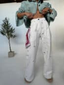 Jeansy RIPPED ecru