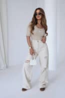 Spodnie damskie BG Ninety's jeans | kremowy